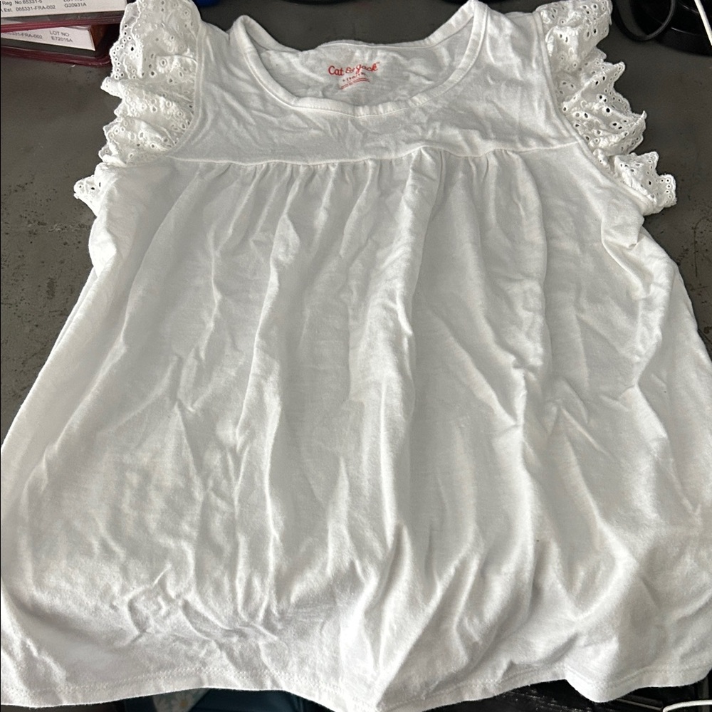 Cat & Jack White Eyelet Sleeve Blouse